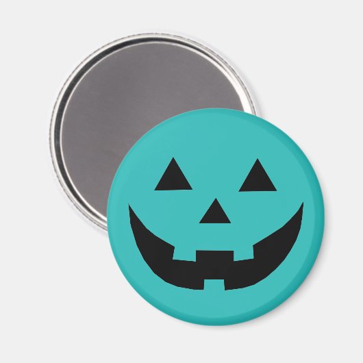 Spooky blauwgroen Jack o lantaarn pompoen Hallowee Magneet (Voorkant / Achterkant)