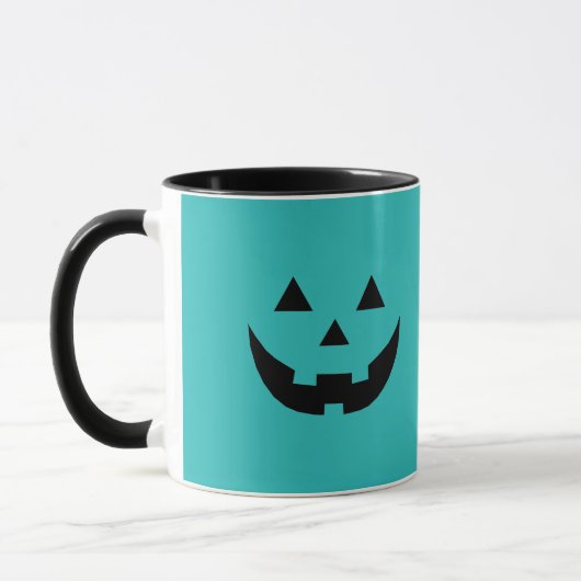 Spooky blauwgroen Jack o lantaarn pompoen Hallowee Mok (Links)