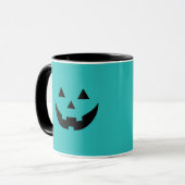 Spooky blauwgroen Jack o lantaarn pompoen Hallowee Mok (Voorkant links)