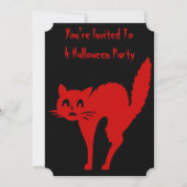 Spooky bloed rode kat leuk Halloween Kaart (Voorkant)