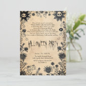 Spooky bloemen en gedicht Halloween Party Kaart (Staand voorkant)