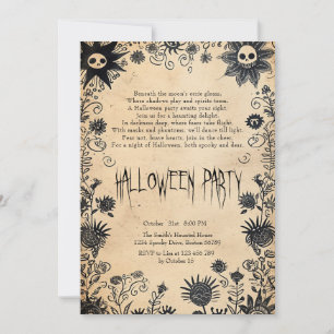 Spooky bloemen en gedicht Halloween Party Kaart