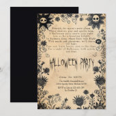 Spooky bloemen en gedicht Halloween Party Kaart (Voorkant / Achterkant)