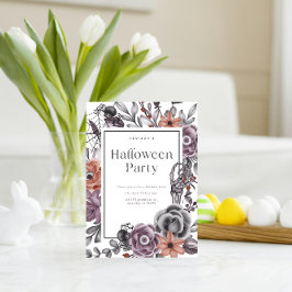 Spooky Bloemen Halloween Verjaardag Party Kaart