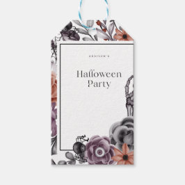 Spooky Bloemen Halloween Verjaardag Party Kaart Cadeaulabel
