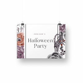 Spooky Bloemen Halloween Verjaardag Party Kaart Poster