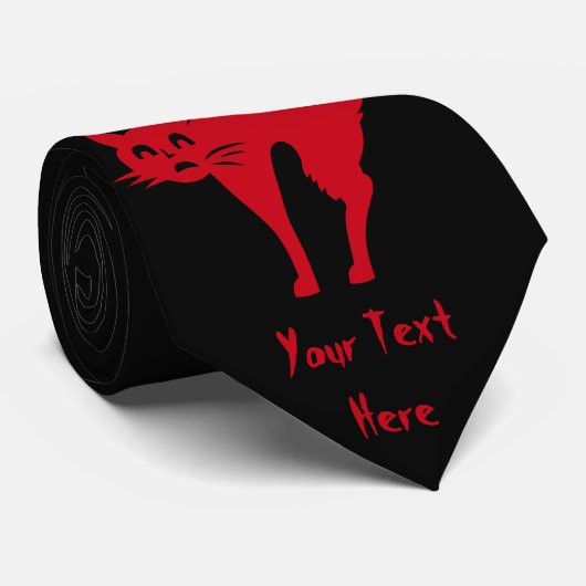 spooky blood red cat halloween fun design stropdas (Opgerold)