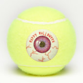 Spooky Bloodshot Eyeball Happy Halloween Tennisballen (Achterkant)