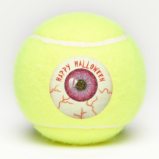 Spooky Bloodshot Eyeball Happy Halloween Tennisballen (Achterkant)