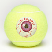 Spooky Bloodshot Eyeball Happy Halloween Tennisballen (Voorkant)