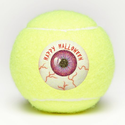 Spooky Bloodshot Eyeball Happy Halloween Tennisballen (Voorkant)