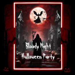 Spooky Bloody Night Adult Halloween Party Kaart