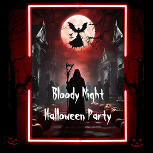 Spooky Bloody Night Adult Halloween Party Kaart