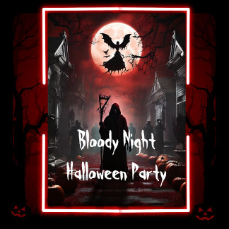 Spooky Bloody Night Adult Halloween Party Kaart