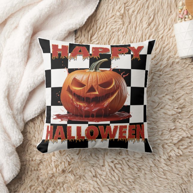 Spooky Bloody Pumpkin Halloween Kussen (Deken)