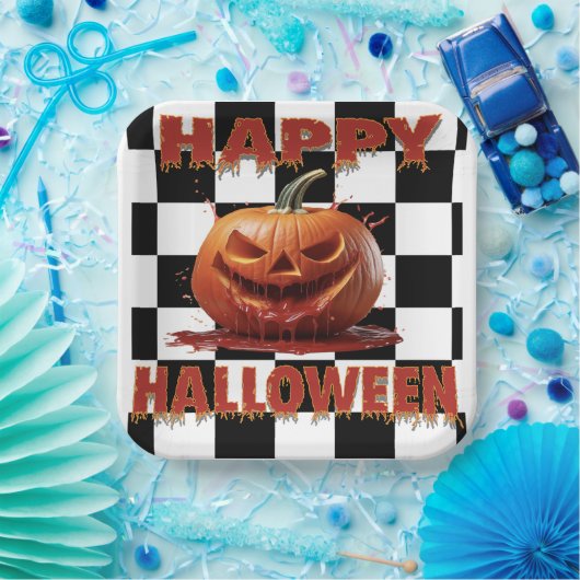Spooky Bloody Pumpkin Halloween Papieren Bordje (Feest)