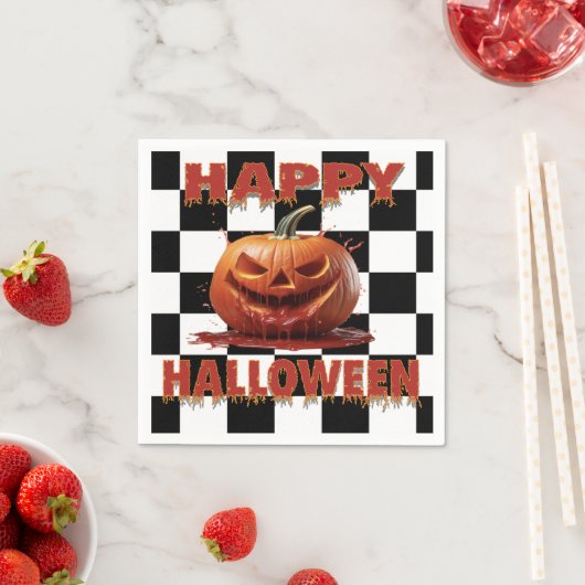 Spooky Bloody Pumpkin Halloween Servet (Insitu)