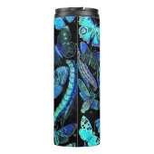 Spooky Blue Black Butterfly Moth Thermal Tumbler Thermosbeker (Achterkant)