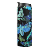 Spooky Blue Black Butterfly Moth Thermal Tumbler Thermosbeker (Geroteerd rechts)