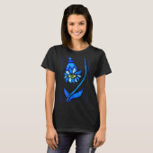 Spooky Blue Eye Flower Monster - Creepy Horror Art T-shirt (Voorkant volledig)