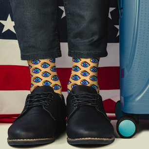 Spooky Blue Eye Pixel Cool Modern Funny Geeky Sokken