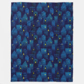 SPOOKY BLUE HALLOWEEN CITYSCAPE FLEECE DEKEN (Voorkant)