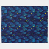 SPOOKY BLUE HALLOWEEN CITYSCAPE FLEECE DEKEN (Voorkant (Horizontaal))