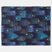 SPOOKY BLUE HALLOWEEN CITYSCAPE FLEECE DEKEN (Voorkant (Horizontaal))