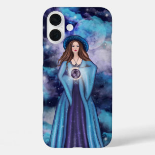 SPOOKY BLUE & PAARSE HALLOWEEN HEKS & VOLLE MAAN iPhone 16 PLUS HOESJE