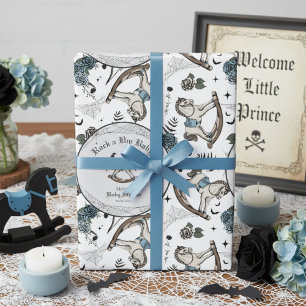 Spooky Blue  Rocking Horse Baby shower Cadeaupapier