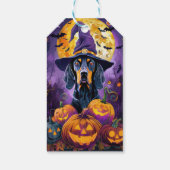 Spooky Bluetick Coonhound Halloween Witch Pumpkin Cadeaulabel (Achterkant)