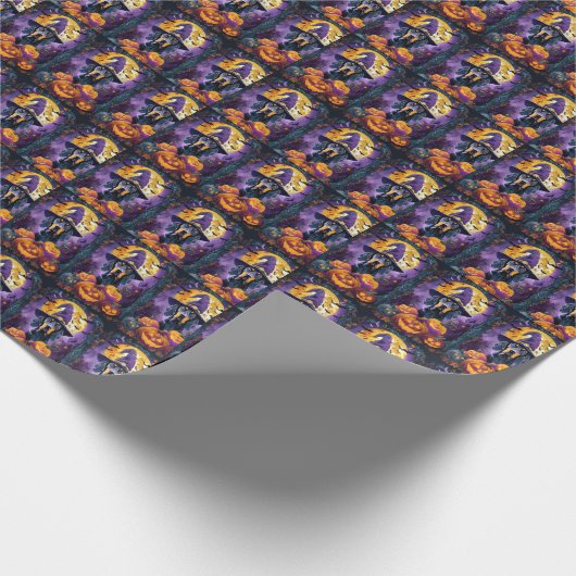 Spooky Bluetick Coonhound Halloween Witch Pumpkin Cadeaupapier (Hoek)