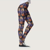 Spooky Bluetick Coonhound Halloween Witch Pumpkin Leggings (Rechts)