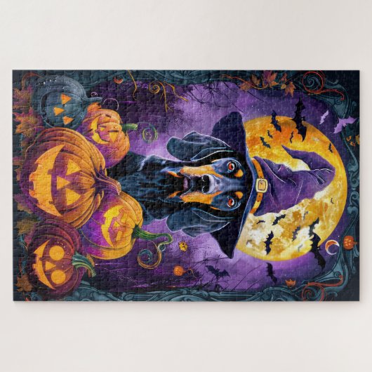Spooky Bluetick Coonhound Halloween Witch Pumpkin Legpuzzel (Horizontaal)