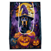 Spooky Bluetick Coonhound Halloween Witch Pumpkin Medium Cadeauzakje (Achterkant)