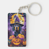 Spooky Bluetick Coonhound Halloween Witch Pumpkin Sleutelhanger (achterkant)