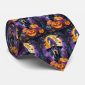 Spooky Bluetick Coonhound Halloween Witch Pumpkin Stropdas (Opgerold)