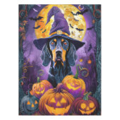 Spooky Bluetick Coonhound Halloween Witch Pumpkin Tafelkleed (Voorkant)