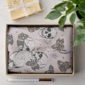 Spooky Blush Roze Bloemen Kleine Schedel Halloween Tissuepapier (Geschenk)