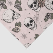 Spooky Blush Roze Bloemen Kleine Schedel Halloween Tissuepapier (Detail)