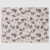 Spooky Blush Roze Bloemen Kleine Schedel Halloween Tissuepapier (Voorkant)
