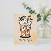 Spooky boba, Kawaii boo, schattige spooky Hallowee Briefkaart (Staand voorkant)