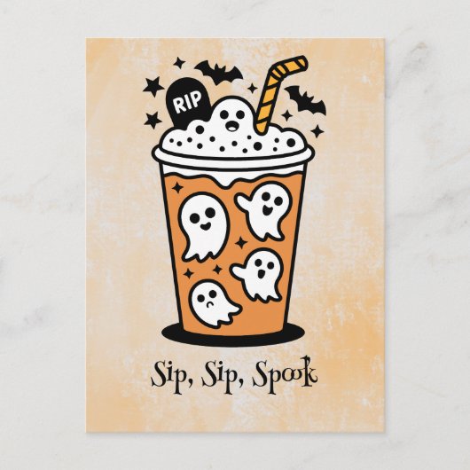 Spooky boba, Kawaii boo, schattige spooky Hallowee Briefkaart (Voorkant)