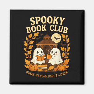 Spooky Boek Club Halloween Geest Lezen Koffie Fa Magneet