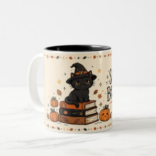 Spooky Boek Club Zwarte Kat Tweekleurige Koffiemok