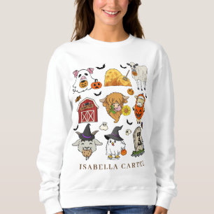 Spooky Boerderij Animal Halloween Women's Basic Trui