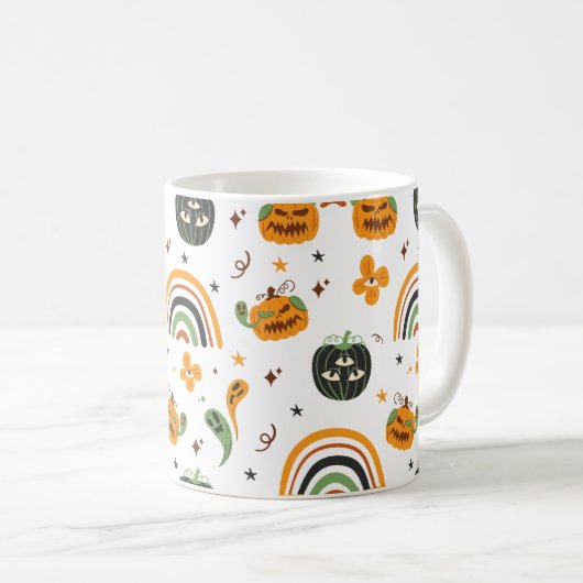 Spooky Boho Halloween patroon Koffiemok (Voorkant rechts)