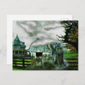 *~* Spooky Bolts Lightneing House HALLOWEEN Briefkaart (Voorkant / Achterkant)