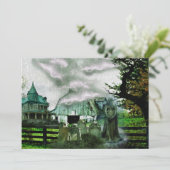 *~* Spooky Bolts Lightneing House HALLOWEEN CARD (Staand voorkant)