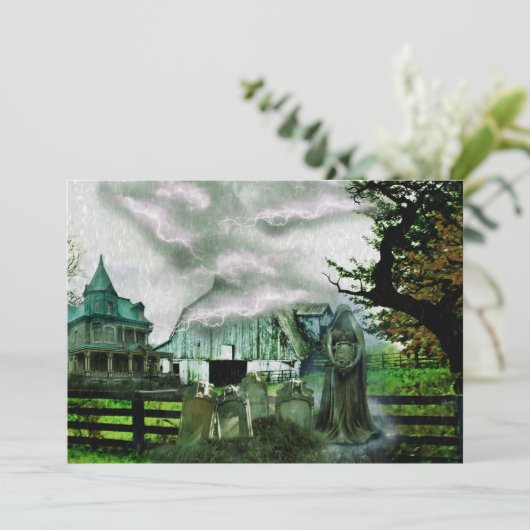 *~* Spooky Bolts Lightneing House HALLOWEEN CARD (Staand voorkant)